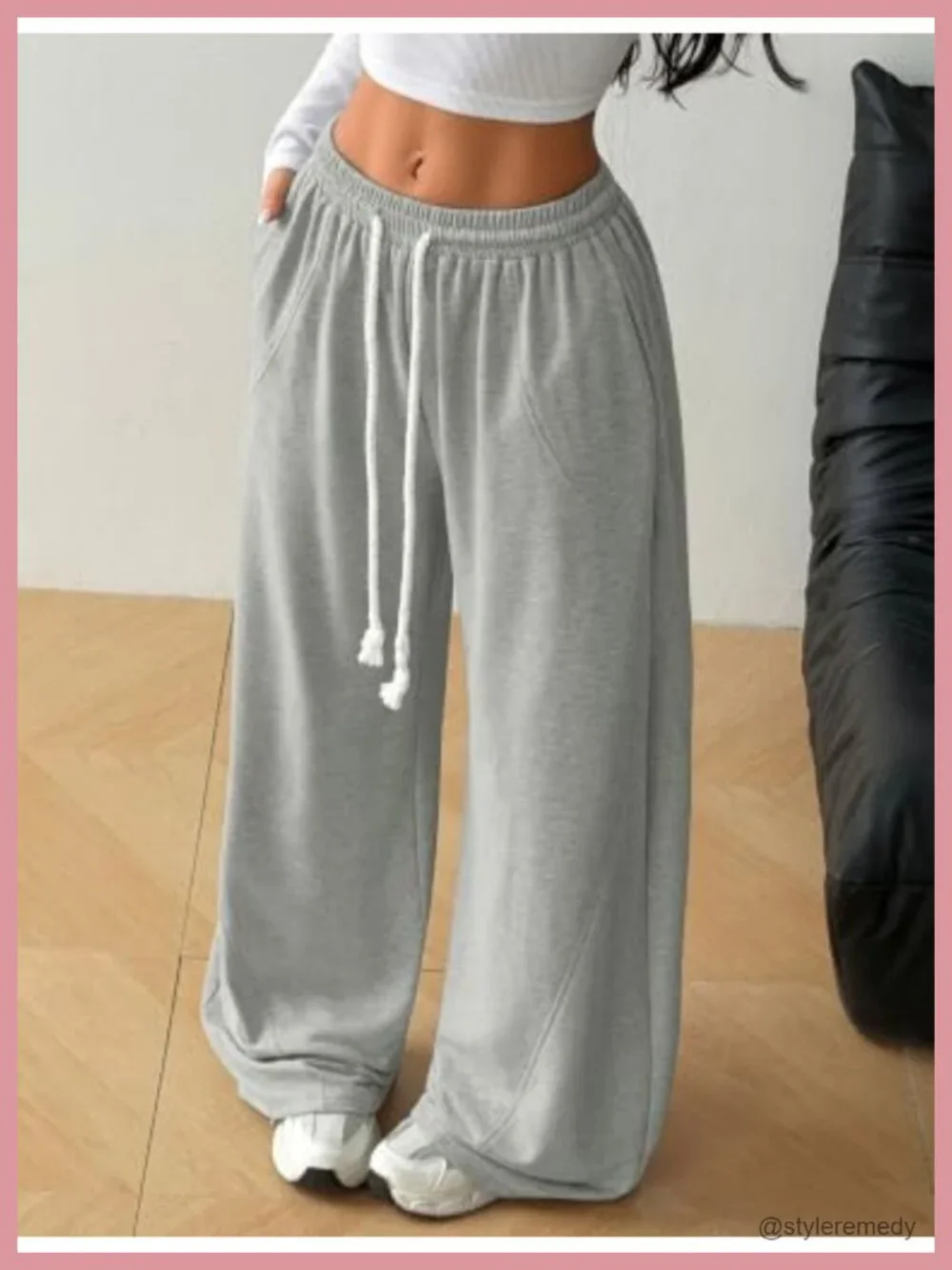 ZAFUL Womens Wide Leg Sweatpants Drawstring Elastic Waist Baggy Lounge Pants